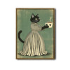 Vintage Black Cat Coffee Cup Canvas Wall Art