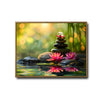 Serene Meditation Lotus Canvas Poster, Bokeh Green Nature Background Zen Stone Pile Artwork for Yoga Studio Bedroom Office Decor