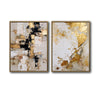 2 Piece Modern Cream Taupe Gold Leaf Abstract Canvas Prints Thick Texture Contemporary Neutral Luxury Wall Art
