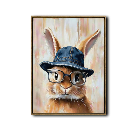 Hipster Bunny Portrait Canvas Print