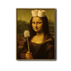 Quirky Mona Lisa Bathroom Parody Canvas Wall Art, Toilet Paper Crown Toilet Brush Funny Altered Art Poster