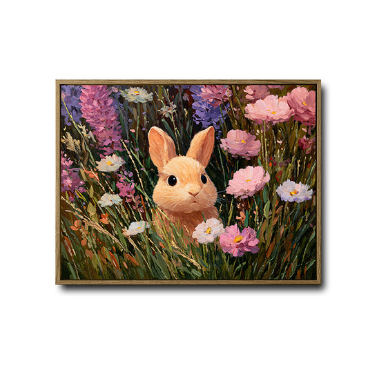 Wildflower Meadow Bunny Canvas Wall Art