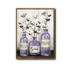 Farmhouse Bathroom Canvas Wall Art, Lavender Purple Jars Cotton Flower Relax Soak Unwind Spa Poster