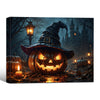 Witch Hat Glowing Jack O Lantern Haunted Castle Halloween Canvas Wall Art