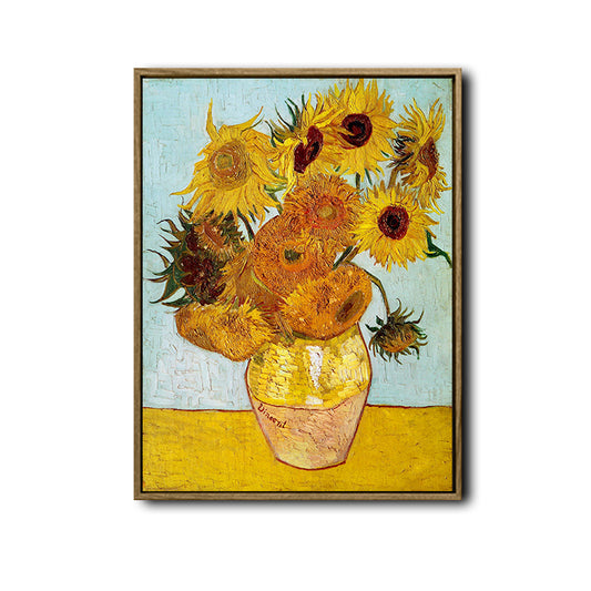 Van Gogh Sunflowers Canvas Wall Art, Classic Impressionist Oil Painting Reproduction, Famous Floral Art Print, Vintage Vertical Wall Decor for Living Room