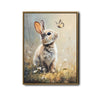 Bunny and Butterfly Meadow Canvas Print, Spring Farmhouse Wall Art