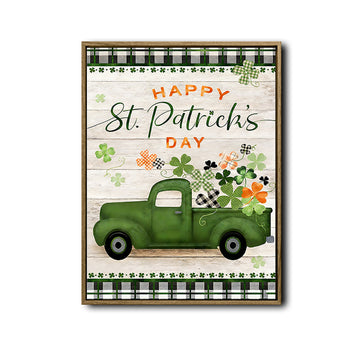 St Patrick's Day Green Truck Canvas Print