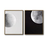 Set of 2 Black and White Moon Canvas Wall Art Minimalist Lunar Phase Planet Framed Wall Decor Living Room Bedroom