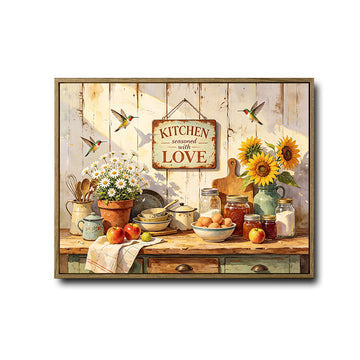 Kitchen Seasoned With Love Hummingbird Canvas Wall Art