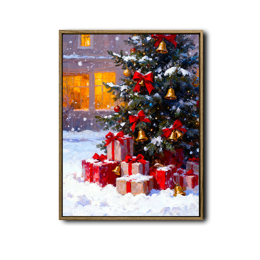 Snowy Christmas Tree & Gifts Framed Wall Art Christmas Decoration