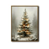 Snowy Lighted Christmas Tree Foggy Forest Framed Wall Art Christmas Decoration