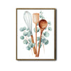 Watercolor Whisk Spoon Spatula Eucalyptus Framed Wall Art Print