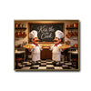 Kiss The Cook Cartoon Chef Pizza Canvas Wall Art