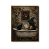 Vintage Witch Bathtub Black Cat Roses Halloween Framed Wall Art Print