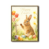 Happy Easter Rabbit Floral Cross Canvas Print