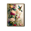 Floral Hummingbird Canvas Wall Art, Vibrant Roses and Hummingbirds Watercolor Style Botanical Poster