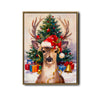 Christmas Reindeer Santa Hat Framed Wall Art Christmas Decoration