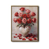 Valentine Rose Bouquet Canvas Print, Red Pink Roses in Heart Vase Vintage Floral Romantic Wall Art