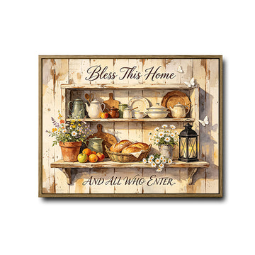 Bless This Home Farmhouse Canvas Wall Art