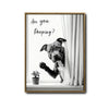 Pitbull Peeking Curtain Are You Pooping Funny Quote Canvas Wall Art Black White Dog Bathroom Wall Decor