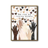 Inspirational Equality Wall Decor, Multi Skin Tone Raised Hands & Neutral Hearts With Quote We Rise By Lifting Others, Unity Diversity Kindness Vertical Canvas Artwork For Classroom Office Home