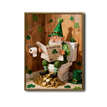 Gnome On Toilet St Patrick's Canvas Print