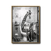 Funny Giraffe On Toilet Reading Newspaper Canvas Wall Art Cute Bathroom Decor
