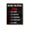 Rustic Before You Speak THINK Framed Canvas Wall Art, Positive Communication Motivational Sign for Office Study Room