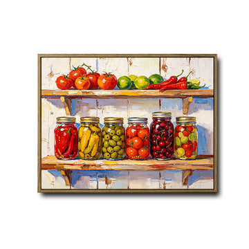 Canning Pickle Jars Rustic Kitchen Canvas Wall Art