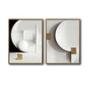 2 Piece Modern 3D Shadow Geometric Canvas Prints White Black Gold Cube Circle Shape Contemporary Minimalist Wall Art