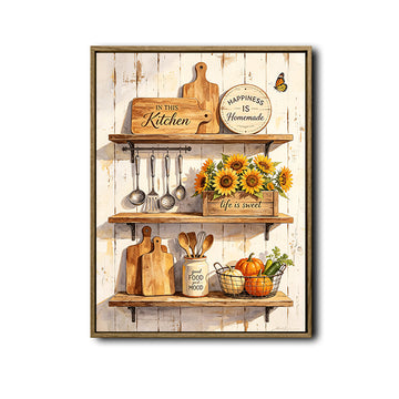 Rustic Sunflower Kitchen Shelf Wall Decor Canvas Print