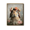 Vintage Lop Bunny Rose Flower Crown Floral Canvas Wall Art