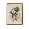 Vintage Sketch Santa Framed Wall Art Antique Drawing Farmhouse Christmas Print