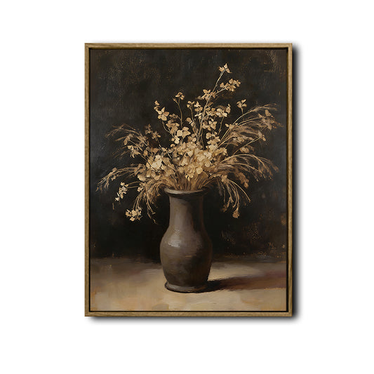 Muted Dried Botanical Vase Canvas Wall Art Vintage Moody Neutral Home Decor