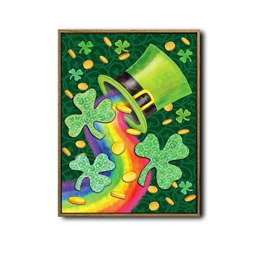 Rainbow Shamrock Leprechaun Hat St Patrick Canvas Print