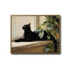 Vintage Black Cat Window Sill Framed Wall Art Print