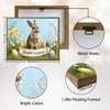 Framed Vintage Easter Bunny Wall Art - Muted Spring Rabbit Oil Painting Print, Farmhouse Easter Wall Decor, Rustic Cottagecore Animal Picture for Shelf, Mantle & Holiday Home Decor