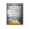 Inspirational 7 Rules of Life Canvas Wall Art, Calm Nature Pier Background Motivational Framed Print for Bedroom Study