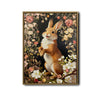 Retro Spring Floral Bunny Canvas Poster, Whimsical Woodland Animal Art Print for Living Room Kids Room Wall Decoration