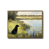 Vintage Black Labrador Lake Landscape Framed Wall Art Print