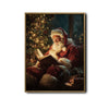 Vintage Santa Reading Book Framed Wall Art Classic Oil Painting Christmas Print