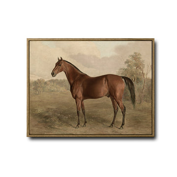 Vintage Brown Horse Antique Landscape Framed Wall Art Print