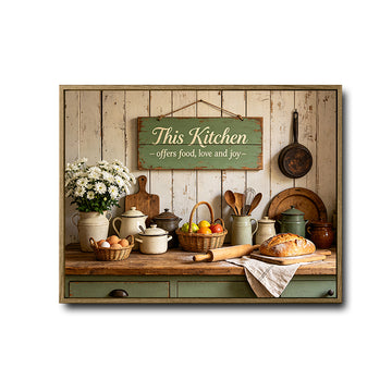 This Kitchen Offers Food Love and Joy Farmhouse Canvas Wall Art