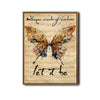 Let It Be Whisper Words of Wisdom Framed Wall Art Vintage Butterfly Music Lyric Print