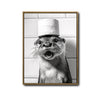Black White Otter With Toilet Paper Roll Hat Canvas Wall Art Funny Animal Bathroom Restroom Wall Decor