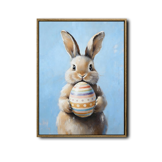 Bunny with Easter Egg Canvas Wall Print