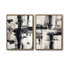 2 Piece Modern Neutral Brushstroke Abstract Canvas Prints Black Beige Textured Painting Organic Modern Wall Art