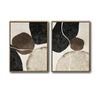 2 Piece Neutral Earth Tone Pebble Abstract Canvas Prints Curved Line Distressed Texture Minimalist Contemporary Wall Art