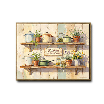 Rustic Herb Plant Kitchen Shelf Wall Decor Canvas Print