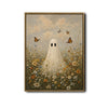 Vintage Ghost Wildflower Meadow Butterfly Halloween Framed Wall Art Print
